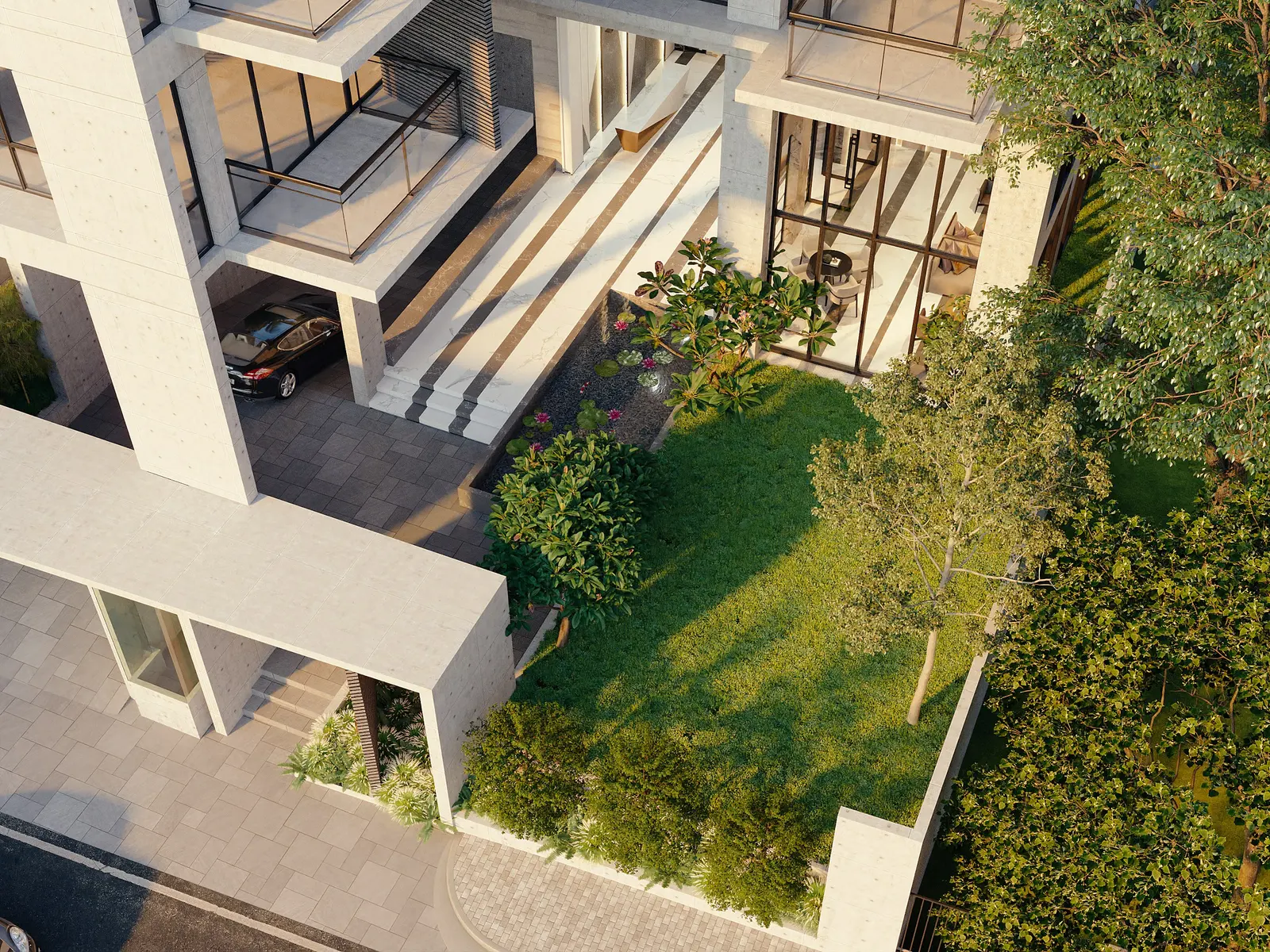 Modern landscaped residential development